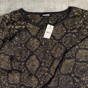 Express Black and Gold Textured sweater size large